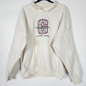Vintage 90s Cottontops Woven Knit USA Embroidered Mens XL Long Sleeve Sweater